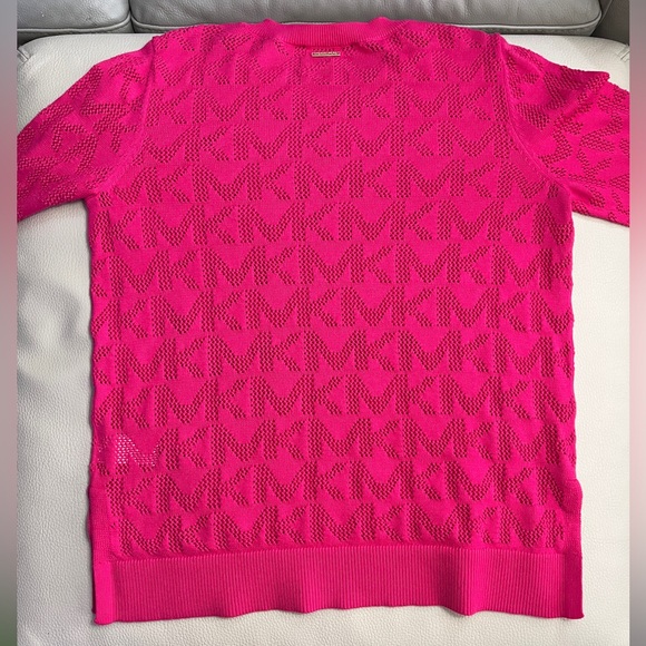 NWT - Michael Kors Women’s MK Logo Mesh Sweater - Size L - Picture 7 of 10